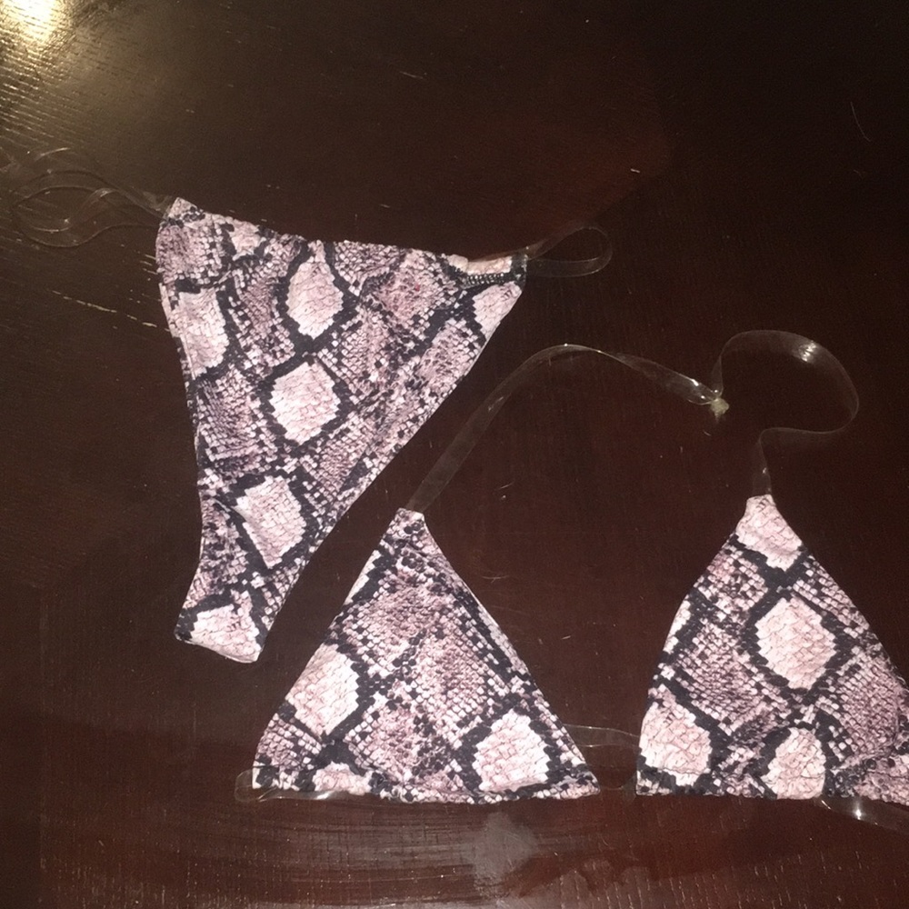 Snake print bikini with clear straps